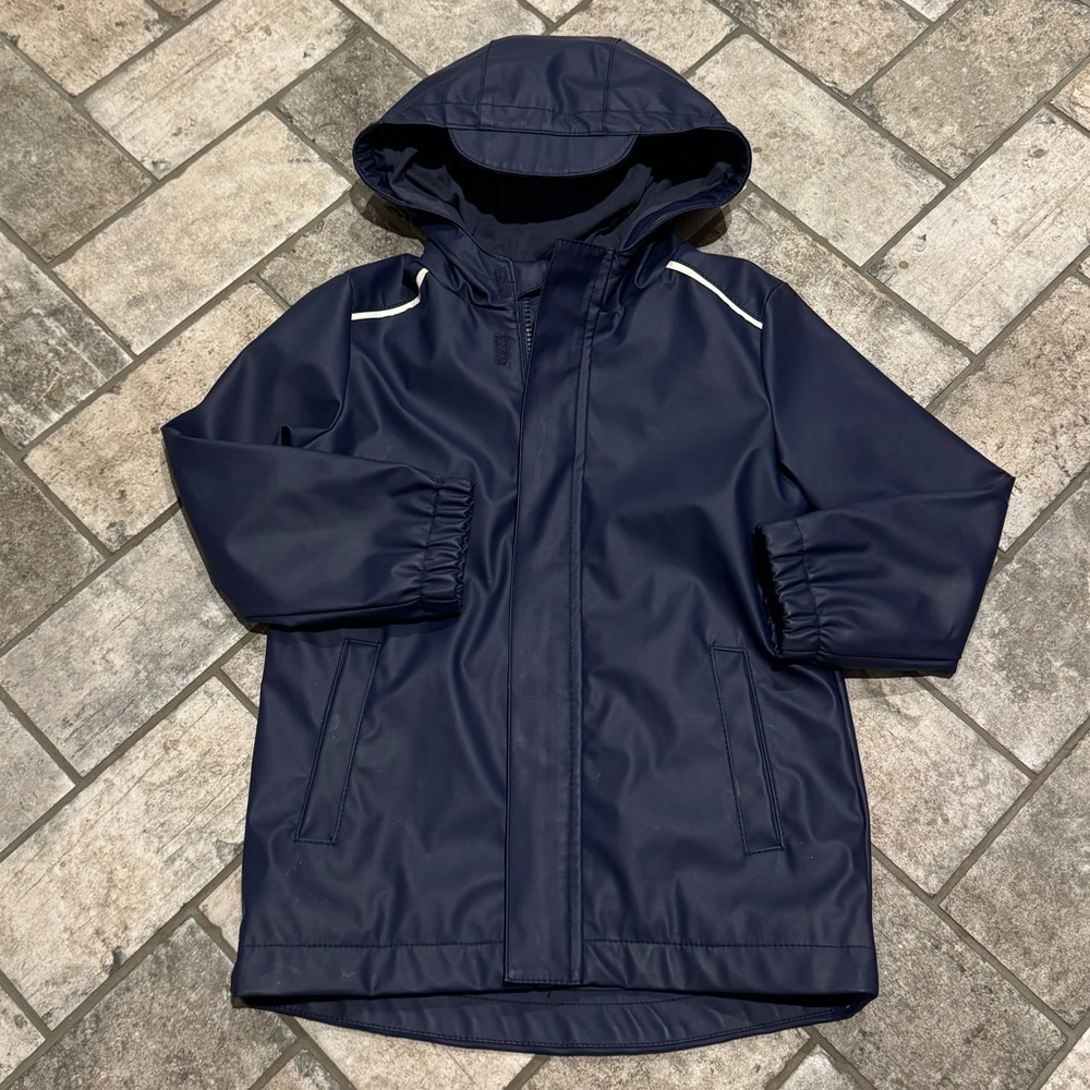 Toddler Boy Cat & Jack Dark Blue Hooded Rain Jacket: Size 5T